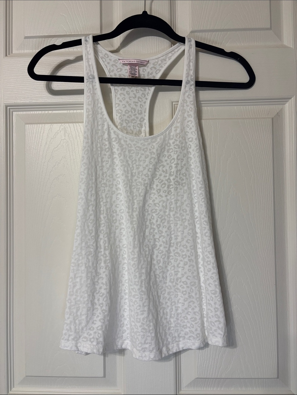 Victoria's Secret White Leopard-Print Racerback Tank Top